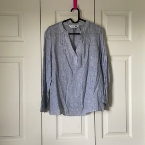 Blue and white striped blouse